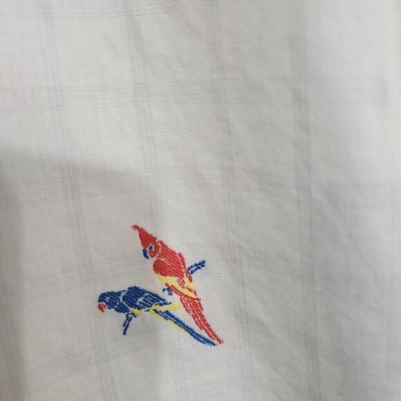 Tori Richard Bird Print Cotton Button Up Men's Sz Large White Embroidered McCaws - Picture 8 of 13